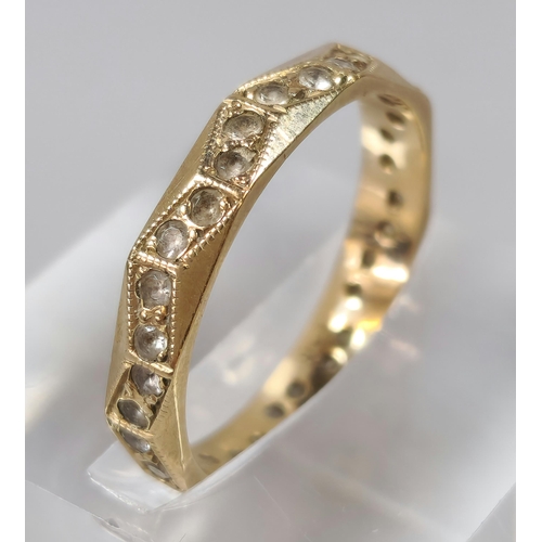 258 - 9ct gold full eternity style ring. 2.1g approx. size O1/2.  (B.P. 21% + VAT)