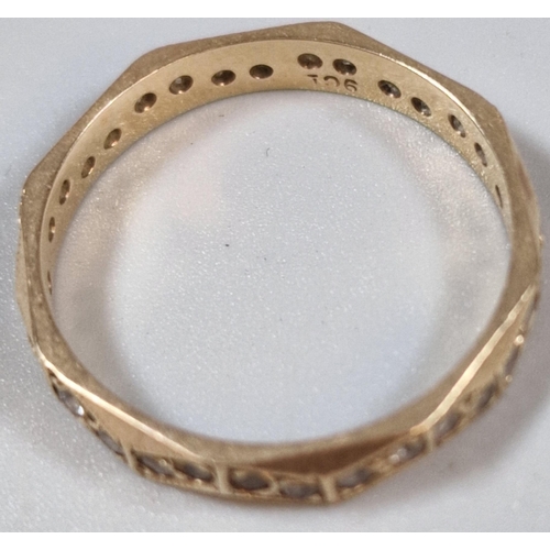 258 - 9ct gold full eternity style ring. 2.1g approx. size O1/2.  (B.P. 21% + VAT)