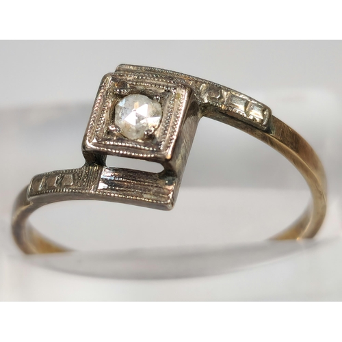 259 - 18ct gold diamond ring. 1.6g approx. Size O.  (B.P. 21% + VAT)