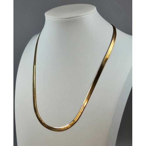 295 - 9ct gold herringbone necklace. 6.9g approx. 44cm long approx. (B.P. 21% + VAT)