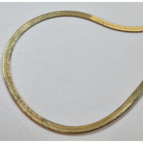 295 - 9ct gold herringbone necklace. 6.9g approx. 44cm long approx. (B.P. 21% + VAT)