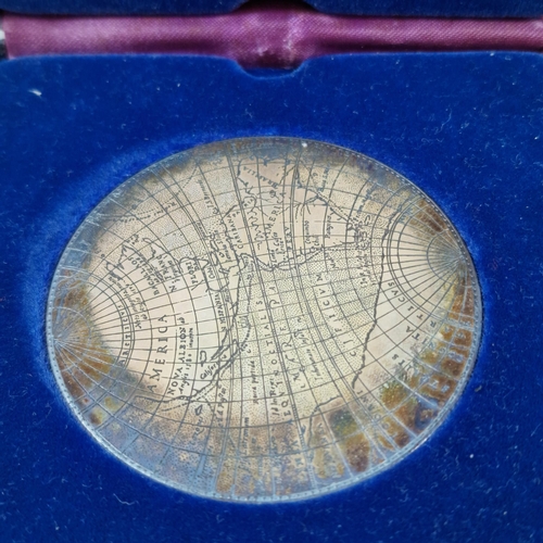 299 - National Maritime Museum, The Drake Silver Medal Map, Michael Mercator 1589, in fitted box. 2.6 troy... 