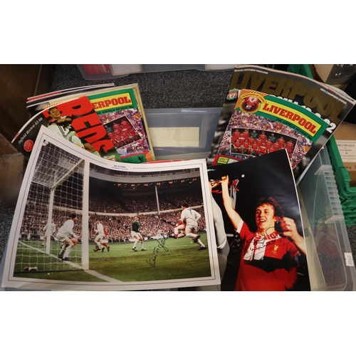 356 - Collection of Liverpool Club memorabilia to include: various autographs, including Ian St John, Phil... 