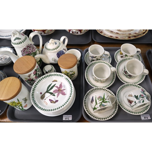 372 - Two trays of Portmeirion 'the Botanic Garden' design items to include: cups, saucers, bullet shaped ... 