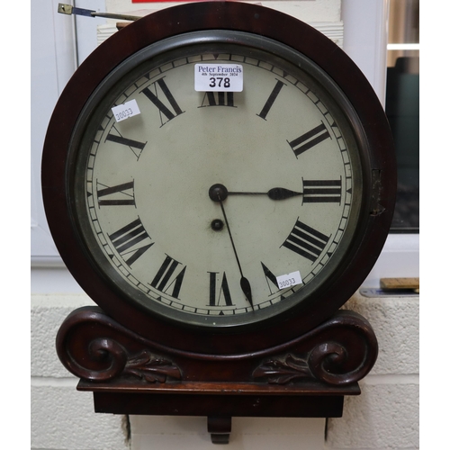 378 - William IV mahogany single train Fusee bracket clock with key and pendulum. (B.P. 21% + VAT)