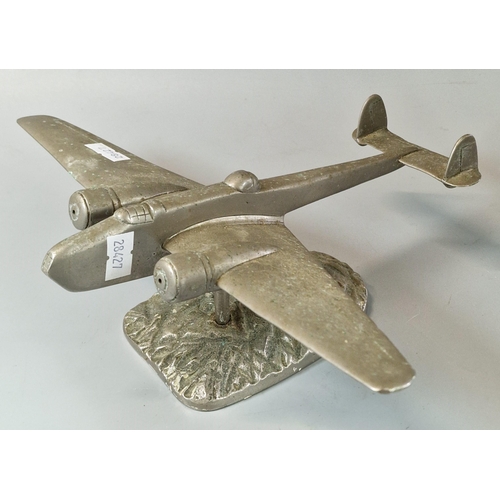 38 - Vintage chrome study of an RAF Handley Page  Hampden bomber plane on naturalistic base.  (B.P. 21% +... 