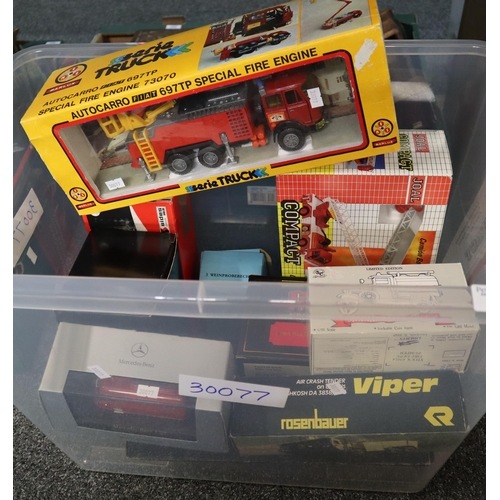 383 - Collection of diecast model Fire Engines and Fire related vehicles to include: Serei Truck, Fiat Spe... 