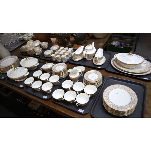 391 - Nine trays of Royal Doulton English bone china 'Sovereign' design dinner and tea and coffee ware ite... 