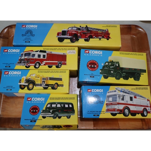 445 - Six Corgi Classics diecast model vehicles, mainly Fire Engines and Fire related vehicles to include:... 