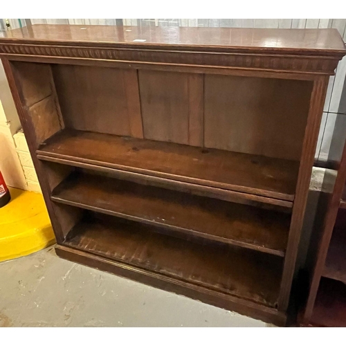 463 - Edwardian mahogany free standing open bookcase having three adjustable shelves together with an earl... 