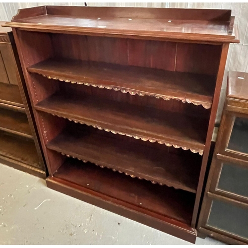 463 - Edwardian mahogany free standing open bookcase having three adjustable shelves together with an earl... 