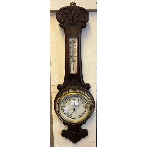 464 - Early 20th century carved oak aneroid barometer marked 'Martin, Swansea'. (B.P. 21% + VAT)