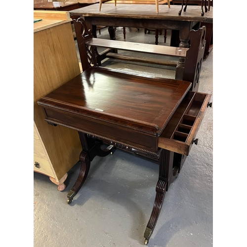 468 - Regency period mahogany reading/artist's table with later glass top. (B.P. 21% + VAT)