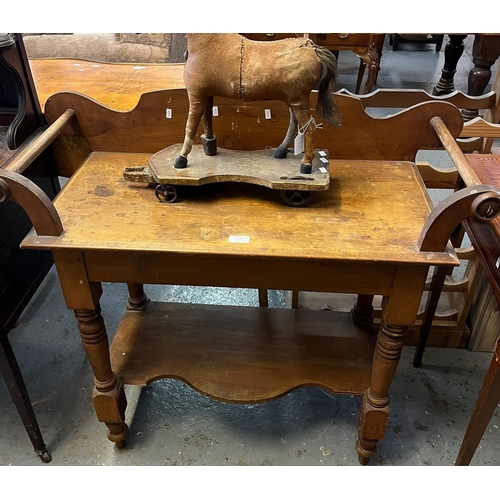 471 - Edwardian mahogany washstand or ladies' writing table, of small proportions with raised back over th... 