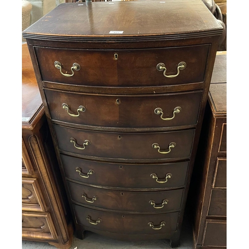 477 - George III style mahogany bow front tallboy chest of six long drawers. 60x47x124cm approx. (B.P. 21%... 