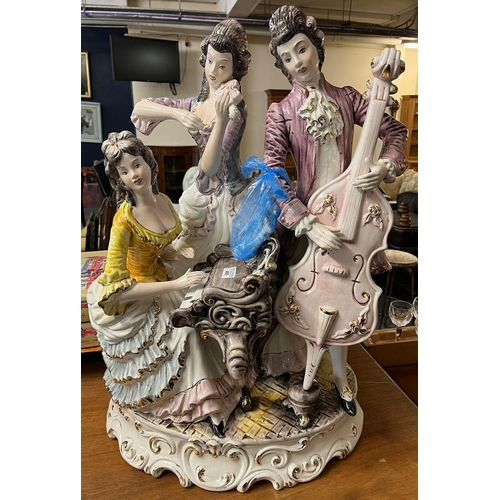 480 - Modern Capodimonte style figure group of musicians in 18th century dress. 73cm high approx. (B.P. 21... 