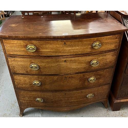 484 - 19th century mahogany bow front chest of four long drawers. 105x58x100cm approx. (B.P. 21% + VAT)