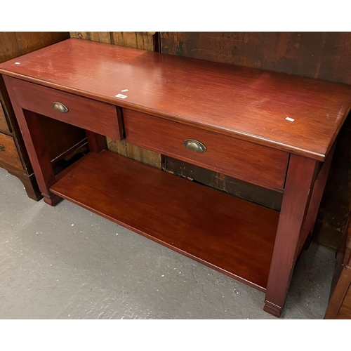 485 - Two 19th century whatnots, in rosewood and mahogany together with a modern hardwood two drawer conso... 