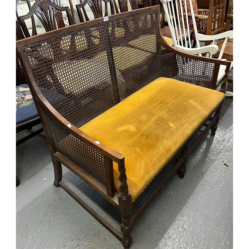 499 - Early 20th century bergere cane back two seater sofa. (B.P. 21% + VAT)