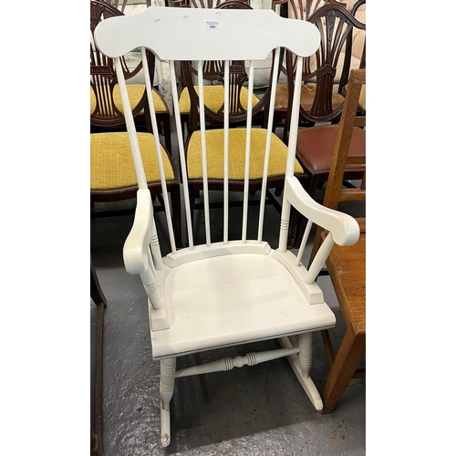 500 - Painted spindle back rocking kitchen armchair. (B.P. 21% + VAT)