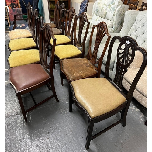 503 - Harlequin set of 19th century mahogany Hepplewhite style dining chairs with drop in seats, together ... 