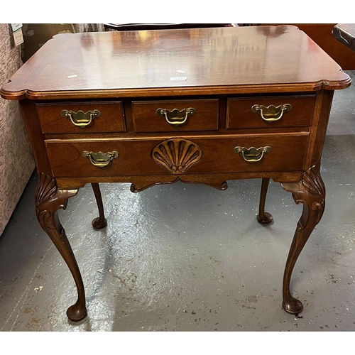 524 - 19th century style mahogany low boy on moulded cabriole legs and pad feet (modern). (B.P. 21% + VAT)