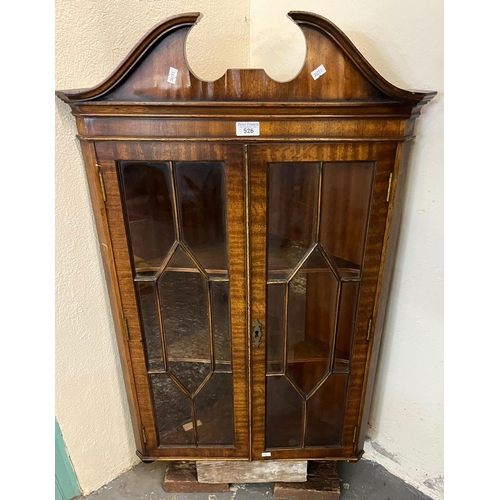 526 - 19th century style astragal glazed two door handing corner cabinet. (B.P. 21% + VAT)