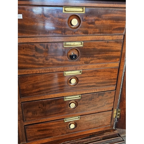 529 - William IV mahogany collectors/filing cabinet, having moulded cornice above two blind panelled doors... 