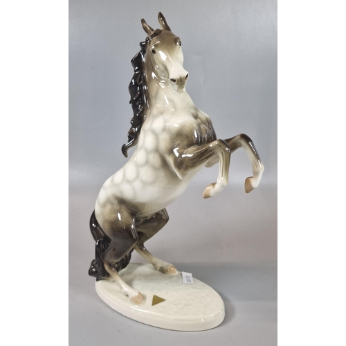 53 - Modern Royal Dux 881 rearing grey stallion with pink triangle and original gold sticker.  30cm high ... 