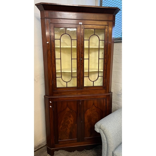 538 - 19th century mahogany two stage corner cabinet.  (B.P. 21% + VAT)