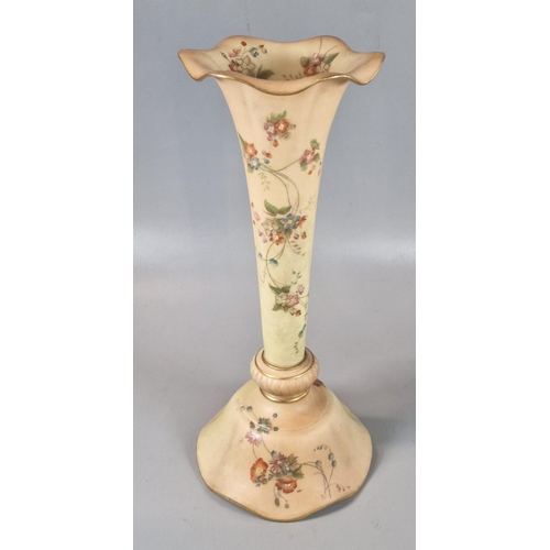 55 - Royal China Works Worcester blush ivory floral trumpet vase. Shape No. G996. 29cm high approx.  (B.P... 