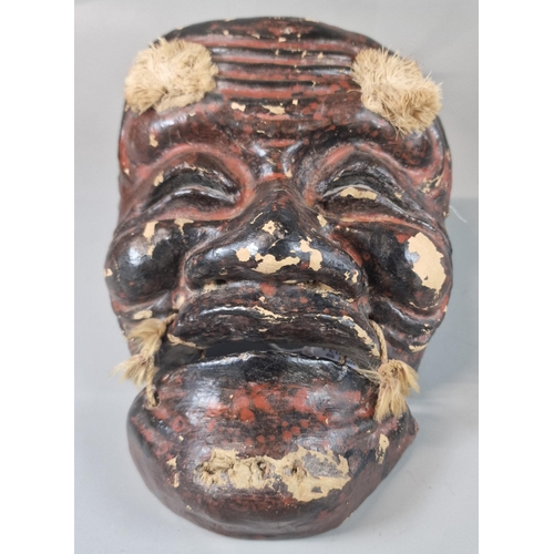 60 - Early 20th century Japanese papier mache Noh mask, with painted finish. 21cm high approx.  (B.P. 21%... 