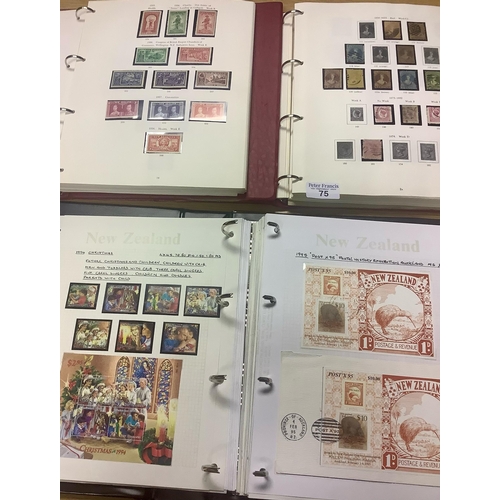 75 - New Zealand collection of used stamps in two SG One country albums and four binders. 100s of stamps ... 