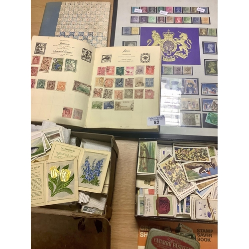 82 - All world collection of stamps in old Nelson album, framed Great Britain stamps and selection of cig... 