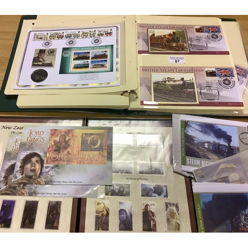 87 - British Railway History collection in three albums with covers and stamp sets and Lord of the rings ... 