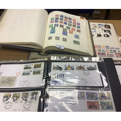 88 - All world collection of stamps in large stockbook, Durham album and two albums of GB First Day Cover... 