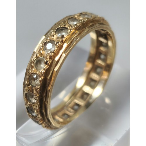 262 - 9ct gold full eternity style ring. 3g approx. Size M1/2.  (B.P. 21% + VAT)