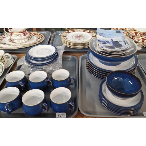 371 - Two trays of modern 'White' by Denby mainly dinner ware items including: plates, bowls and baluster ... 