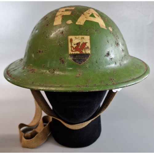 101 - WWII period Brodie steel helmet dated 1940, believed to have come from the Civil Defense Training Se... 