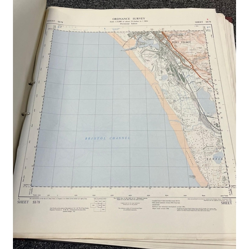 130 - Folio of Ordnance survey maps of South Wales and the Borders , scale 1:25,000 Volume 2, Western and ... 