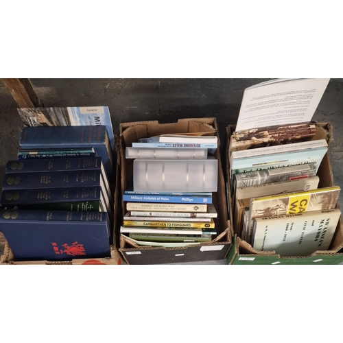 137 - Three boxes of Welsh related books to include: 'Canals in Wales', 'Swansea's Mayors and Civic Events... 