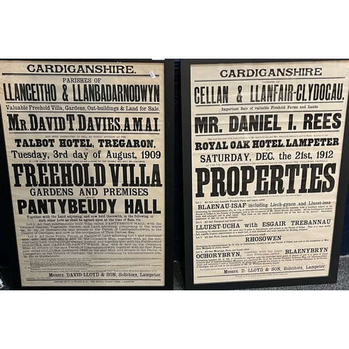 14 - Two local Welsh interest early 20th century Cardiganshire Auction posters relating to the property P... 