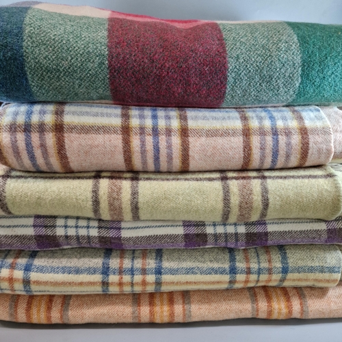 162 - Six vintage Welsh checked blankets, varying colours and design. (6) (B.P. 21% + VAT)