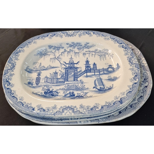 169 - Large collection of 19th century Swansea blue and white transfer printed dinner service items in the... 