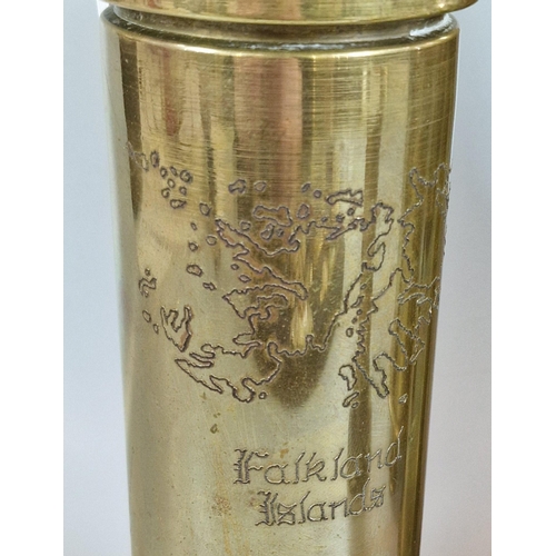 178 - Trench Art - a number of brass shell case vases and similar items, together with a Russian forage ca... 