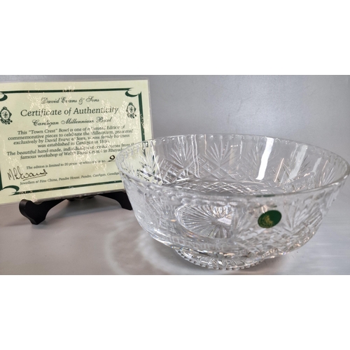 187 - Modern Welsh Royal Crystal Cardigan Millennium bowl with COA, limited edition of 20, this No 9, with... 