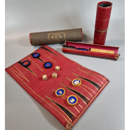 196 - Jaques of London, a portable B.C.D.  board with draughts and dice. (B.P. 21% + VAT)