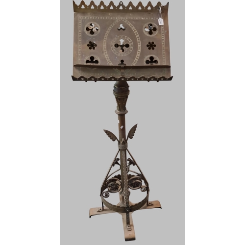 199 - Late 19th century Gothic style brass double sided ecclesiastical lectern. Having pierced and engrave... 