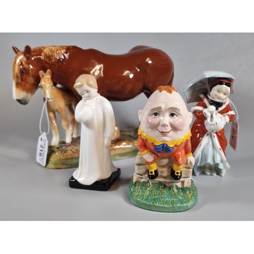 216 - Two Royal Doulton bone china figurines to include: 'Darling' and Miss Muffet' HN1936, together with ... 