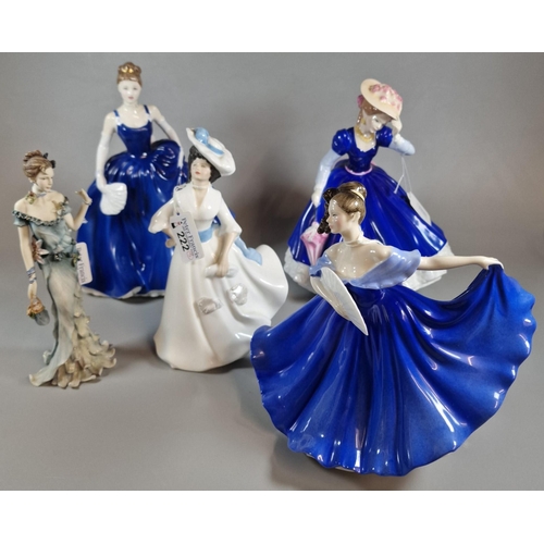 222 - Four Royal Doulton bone china figurines to include: 'Elaine', Figure of the Year 'Mary' 1992, 'Marga... 